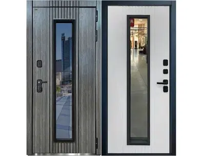 Входная дверь в дом  с терморазрывом и стеклопакетом Темный Лес Д