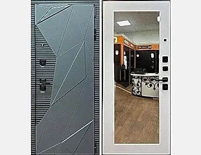 Входная дверь в квартиру с зеркалом 3Д Ламба